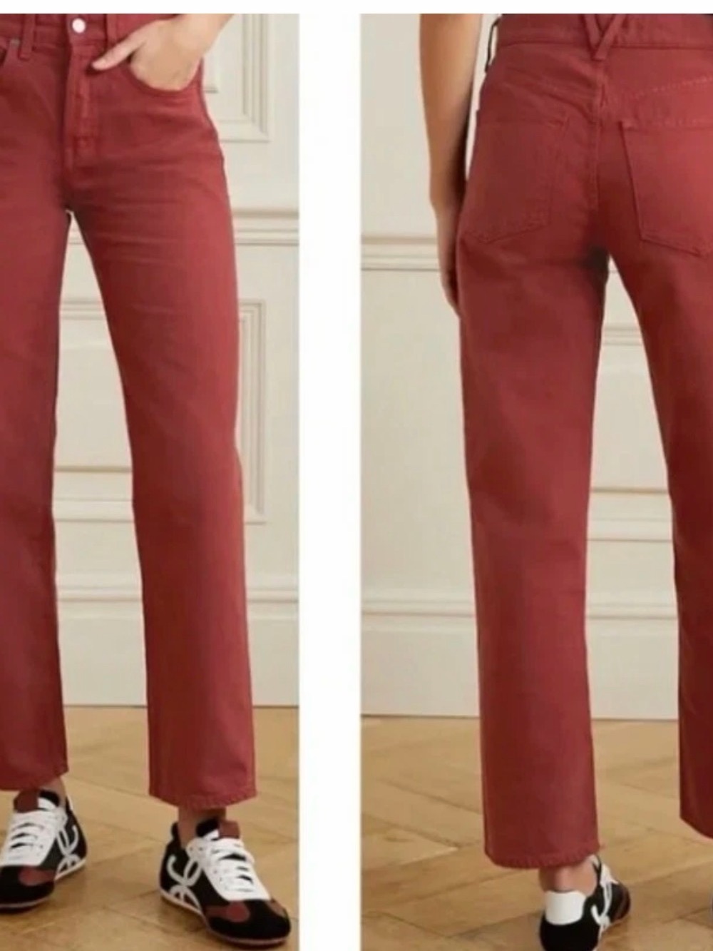 VERONICA BEARD Blake High Rise Straight Jeans Oxblood Red Sz 26